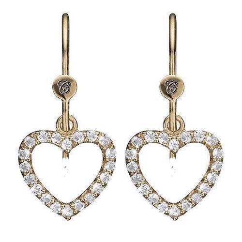 Image of Christina Collect forgyldt Topaz Hearts Hjerte ørehængere med 40 små funklende topas, model 670-G09